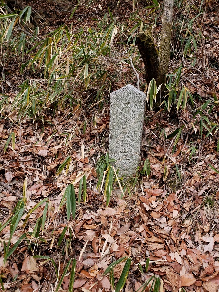 登山道の脇に設置された石標